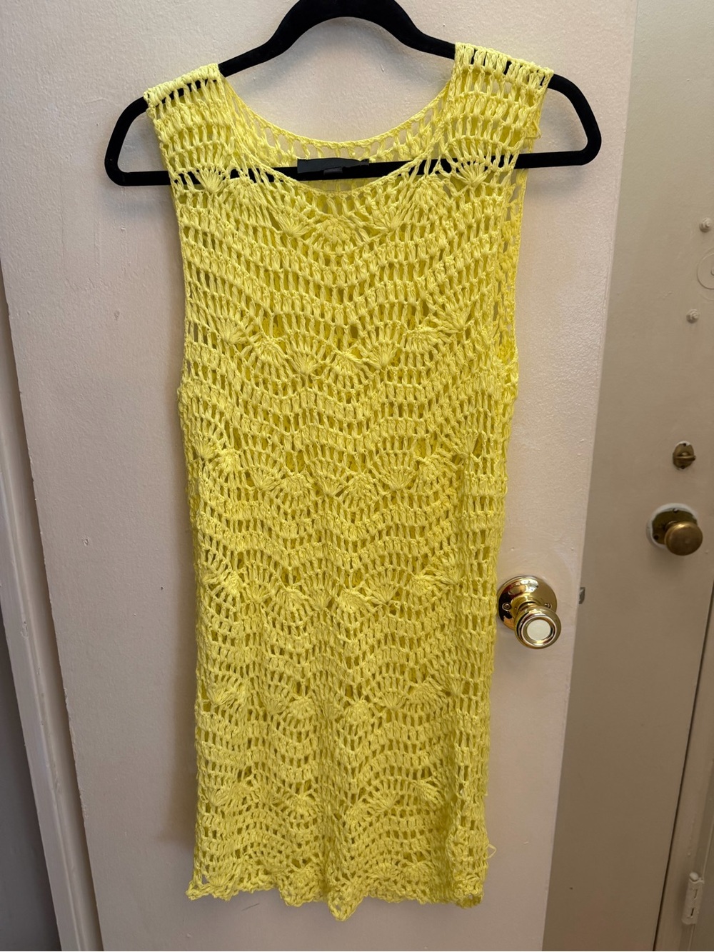 Zara Bright Yellow Crochet Midi Dress